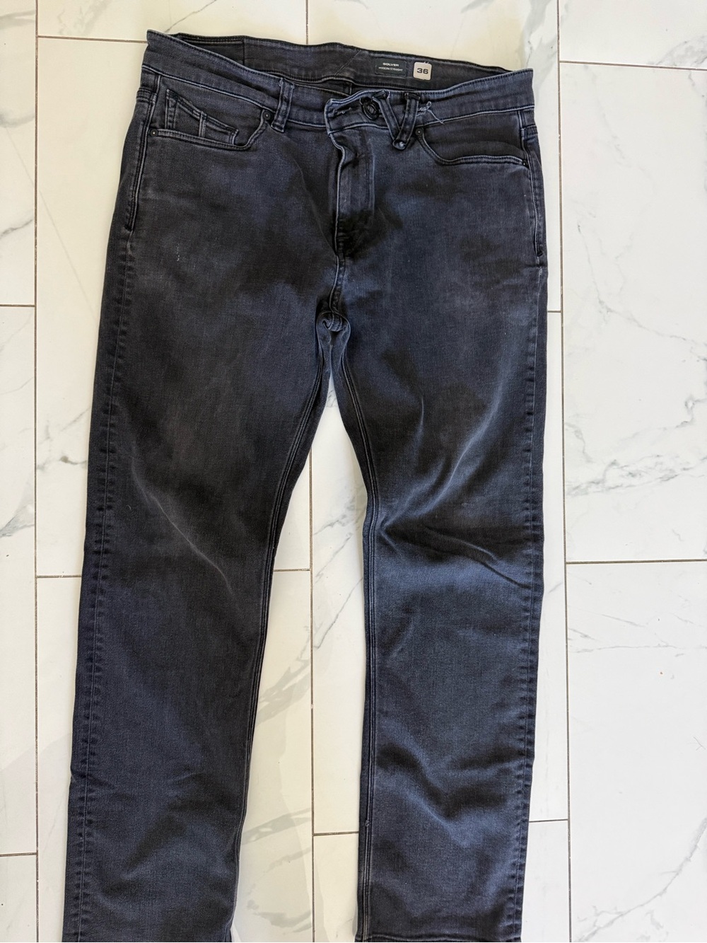 Volcom Men's Slim Straight Jeans in Charcoal Black - Picture 2 of 5